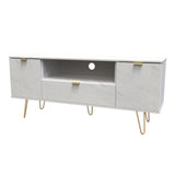 Hong Kong 2 Door 1 Drawer Wide TV Unit with Gold Hairpin Legs