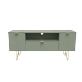 Hong Kong 2 Door 1 Drawer Wide TV Unit with Gold Hairpin Legs