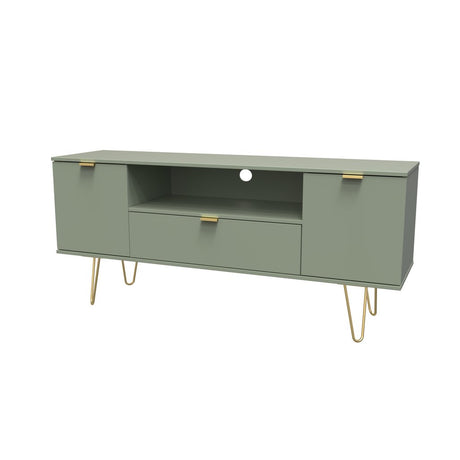 Hong Kong 2 Door 1 Drawer Wide TV Unit with Gold Hairpin Legs