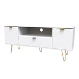 Hong Kong 2 Door 1 Drawer Wide TV Unit with Gold Hairpin Legs