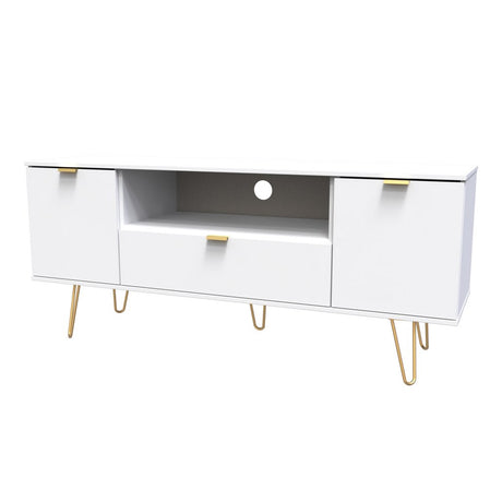 Hong Kong 2 Door 1 Drawer Wide TV Unit with Gold Hairpin Legs