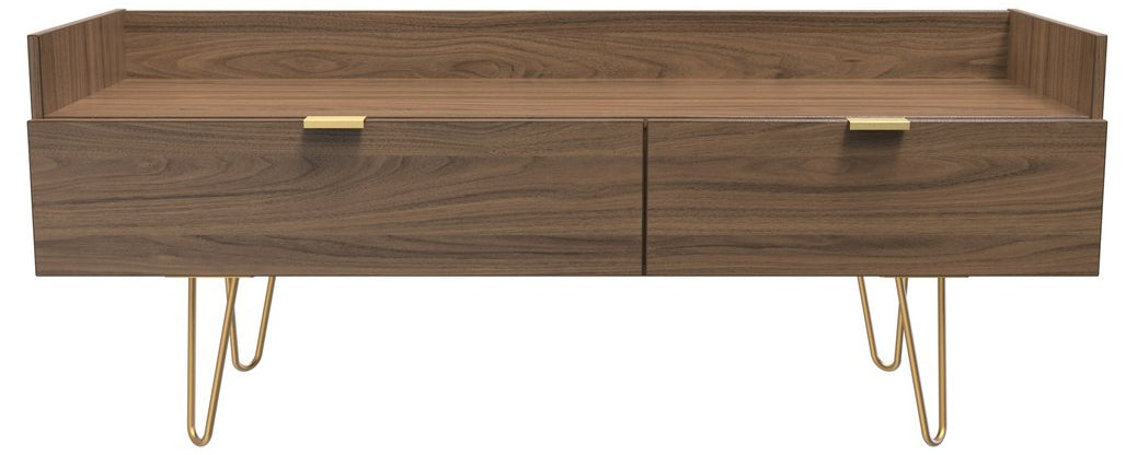 Hong Kong 2 Drawer Media Console with Gold Hairpin Legs