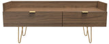 Hong Kong 2 Drawer Media Console with Gold Hairpin Legs