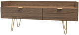 Hong Kong 2 Drawer Media Console with Gold Hairpin Legs