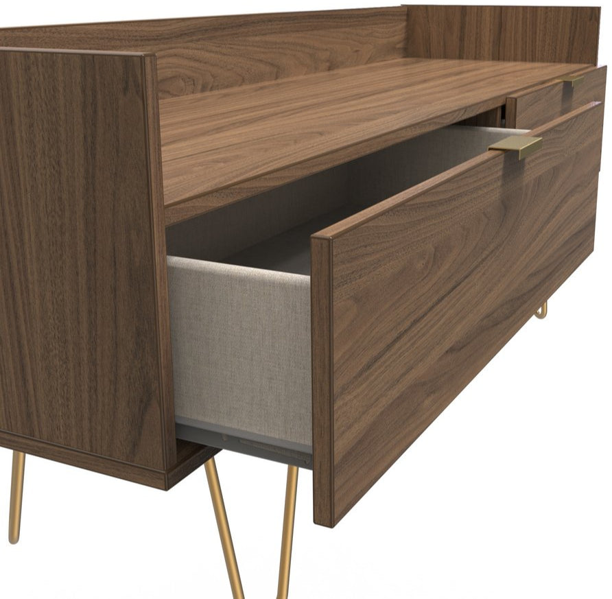 Hong Kong 2 Drawer Media Console with Gold Hairpin Legs