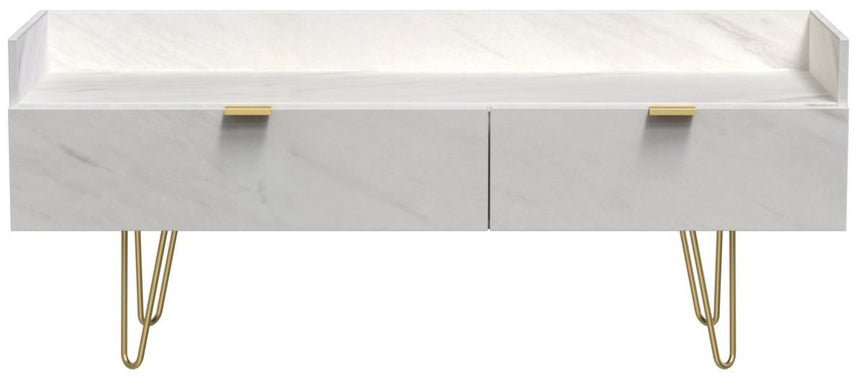 Hong Kong 2 Drawer Media Console with Gold Hairpin Legs