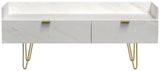 Hong Kong 2 Drawer Media Console with Gold Hairpin Legs