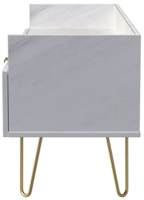 Hong Kong 2 Drawer Media Console with Gold Hairpin Legs