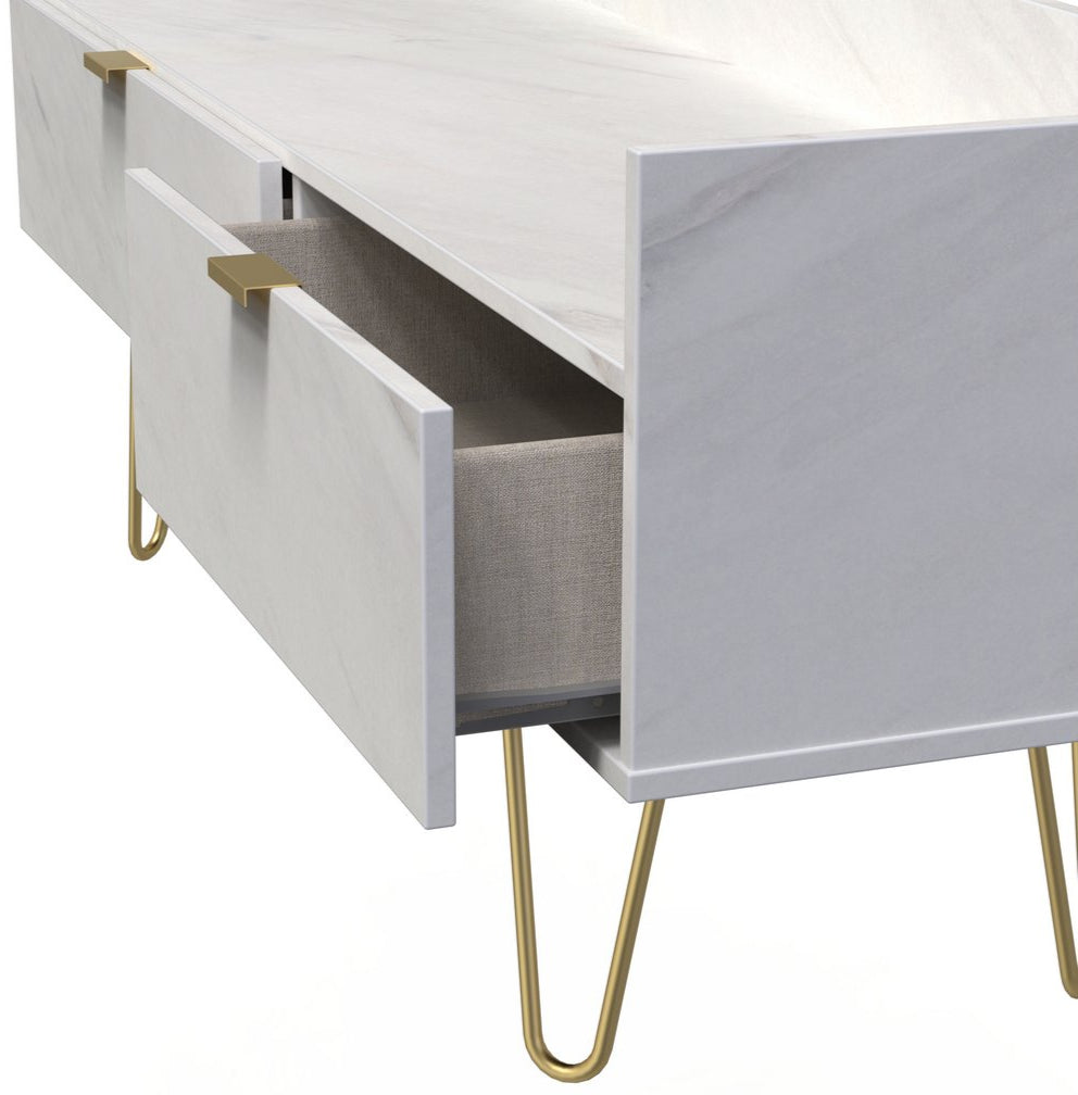Hong Kong 2 Drawer Media Console with Gold Hairpin Legs
