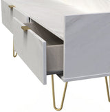Hong Kong 2 Drawer Media Console with Gold Hairpin Legs