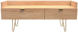 Hong Kong 2 Drawer Media Console with Gold Hairpin Legs
