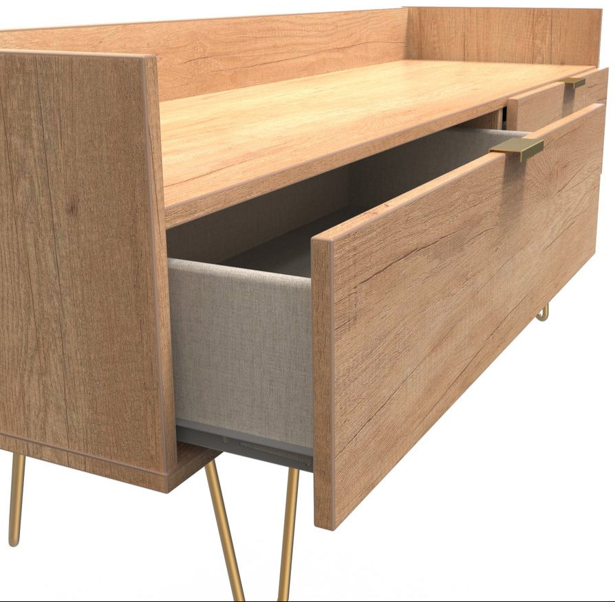 Hong Kong 2 Drawer Media Console with Gold Hairpin Legs