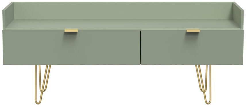 Hong Kong 2 Drawer Media Console with Gold Hairpin Legs