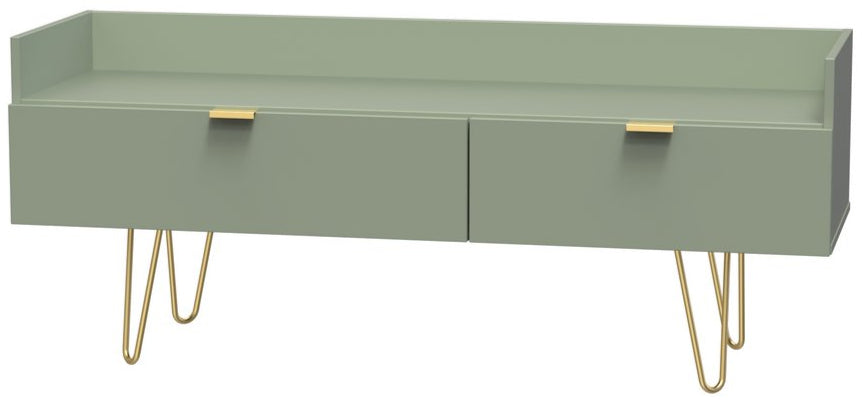 Hong Kong 2 Drawer Media Console with Gold Hairpin Legs