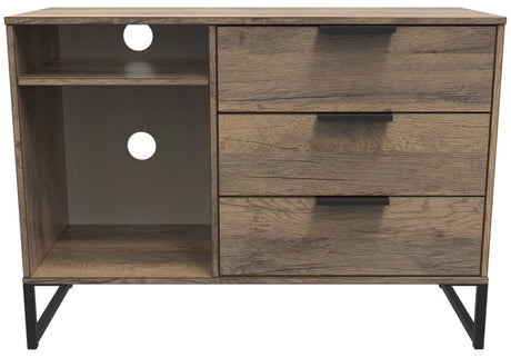 Hong Kong 3 Drawer 2 Shelf TV Unit with Black Sleigh Legs