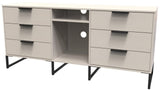 Hong Kong 6 Drawer 2 Shelf TV Unit with Black Sleigh Legs