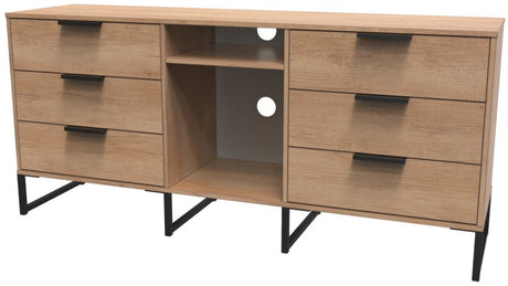 Hong Kong 6 Drawer 2 Shelf TV Unit with Black Sleigh Legs