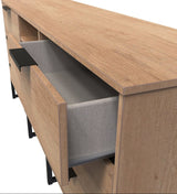 Hong Kong 6 Drawer 2 Shelf TV Unit with Black Sleigh Legs
