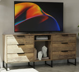 Hong Kong 6 Drawer 2 Shelf TV Unit with Black Sleigh Legs