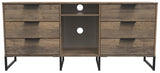 Hong Kong 6 Drawer 2 Shelf TV Unit with Black Sleigh Legs