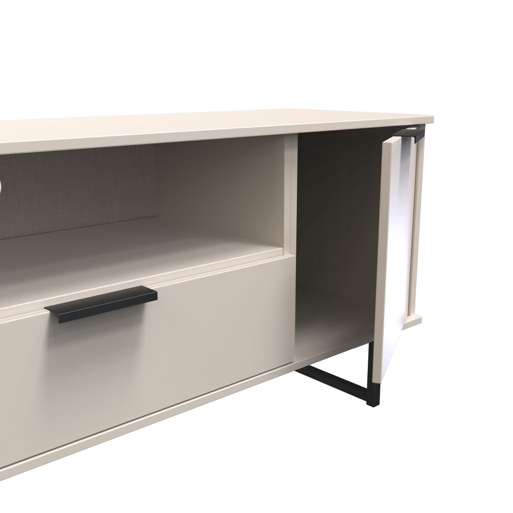 Hong Kong 2 Door 1 Drawer Wide TV Unit with Black Sleigh Legs
