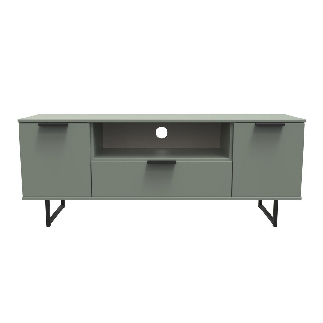 Hong Kong 2 Door 1 Drawer Wide TV Unit with Black Sleigh Legs