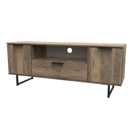 Hong Kong 2 Door 1 Drawer Wide TV Unit with Black Sleigh Legs