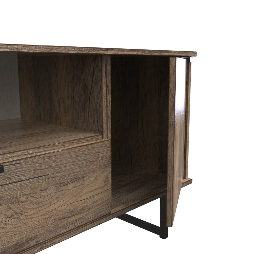 Hong Kong 2 Door 1 Drawer Wide TV Unit with Black Sleigh Legs