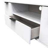 Hong Kong 2 Door 1 Drawer Wide TV Unit with Black Sleigh Legs