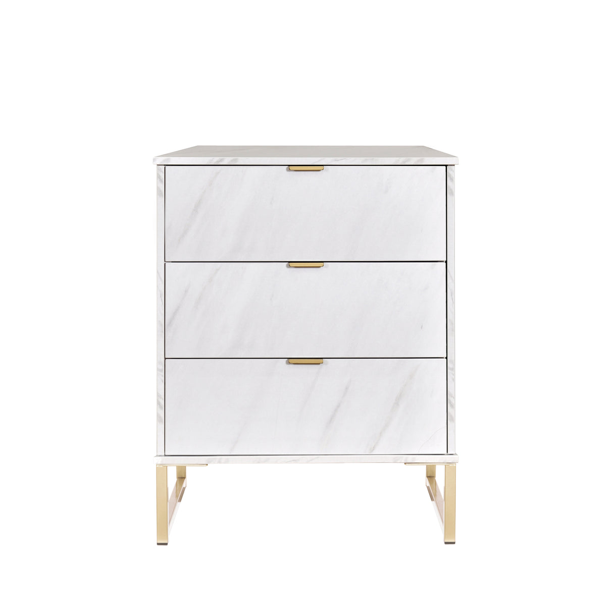 Hong Kong Marble 3 Drawer Midi Chest with Gold Frame Legs