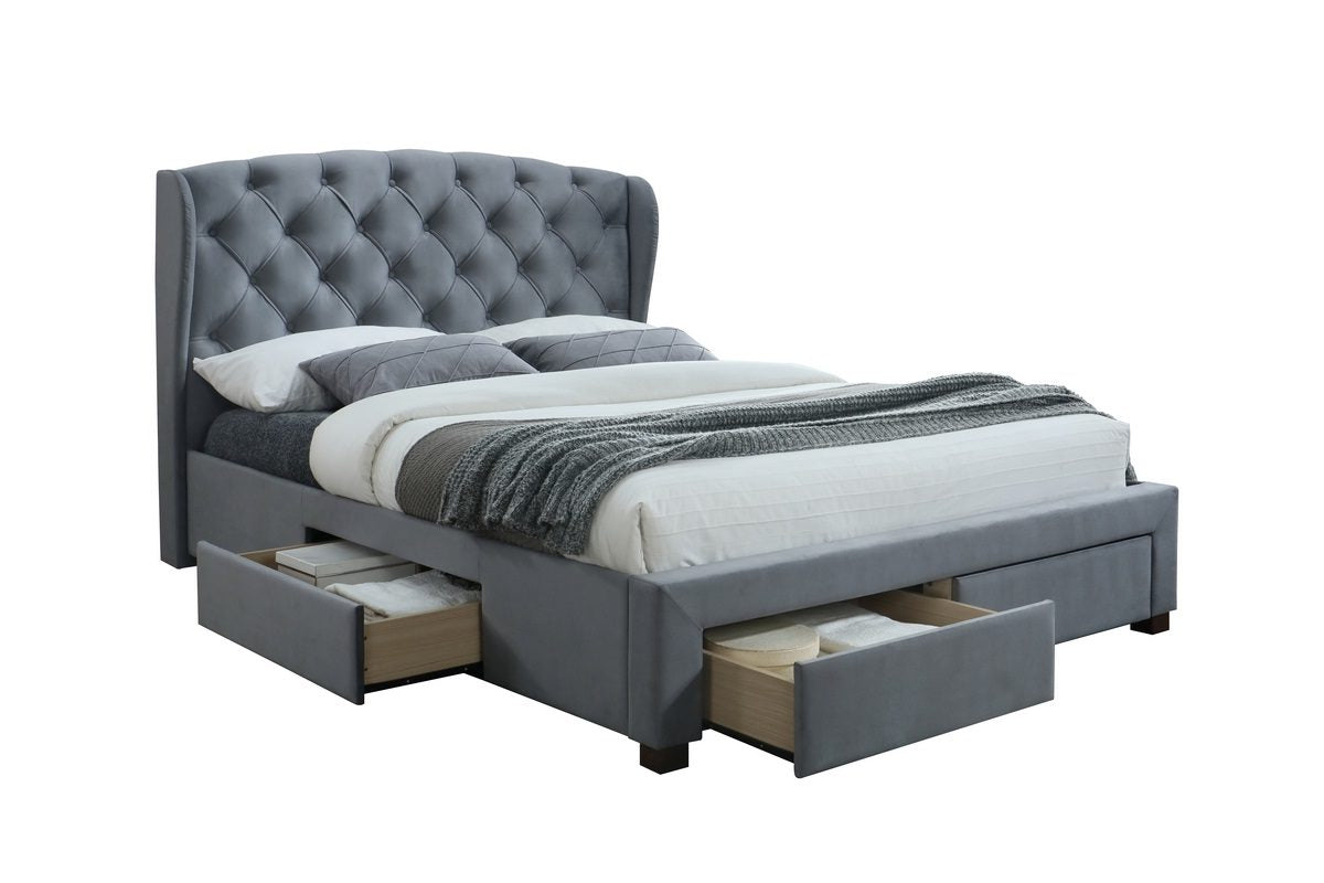 Hope Grey Fabric Bed Frame with Storage Drawers