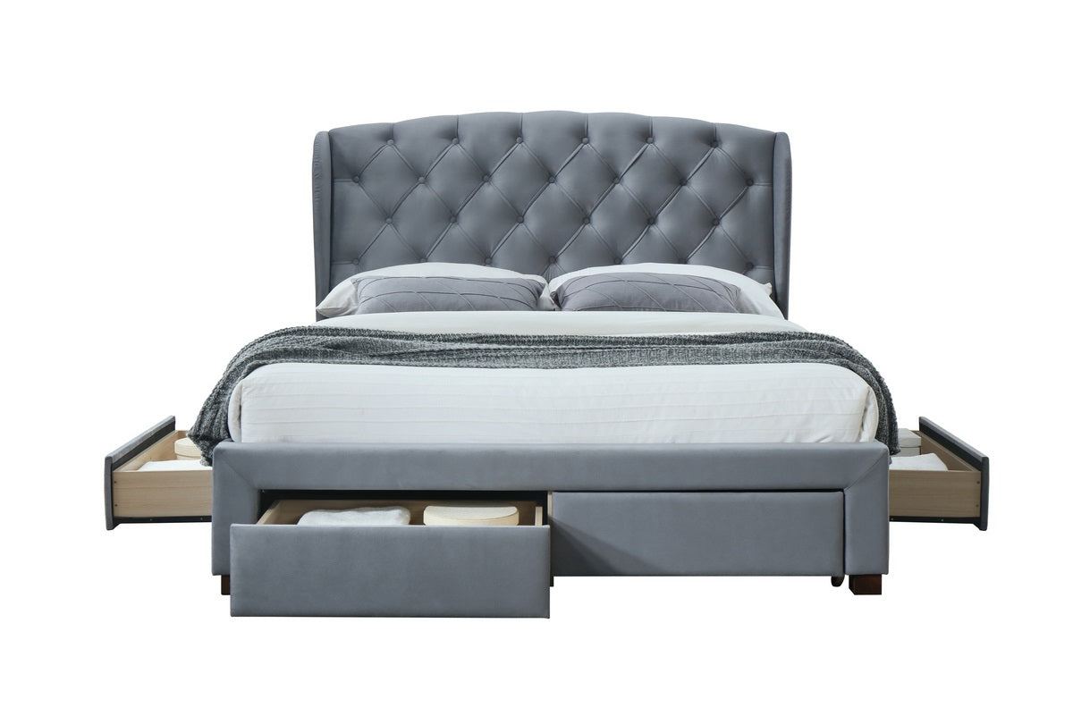 Hope Grey Fabric Bed Frame with Storage Drawers