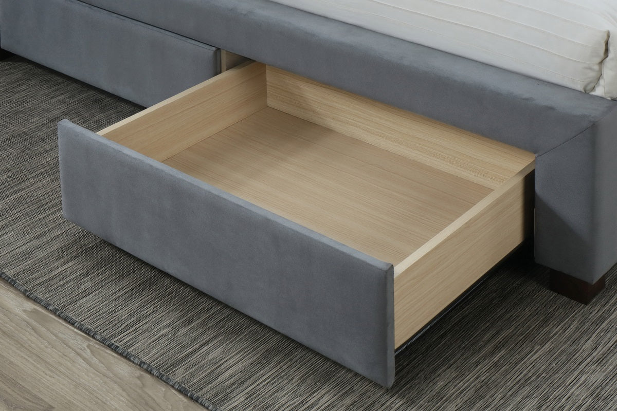 Hope Grey Fabric Bed Frame with Storage Drawers