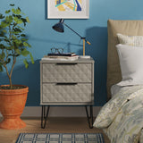 Harlequin 2 Drawer Bedside Table with Black Hairpin Legs
