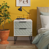 Harlequin 2 Drawer Bedside Table with Black Hairpin Legs