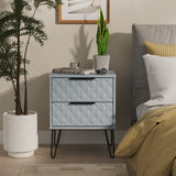 Harlequin 2 Drawer Bedside Table with Black Hairpin Legs