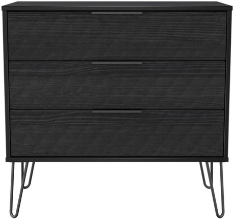 Harlequin 3 Drawer Chest with Black Hairpin Legs