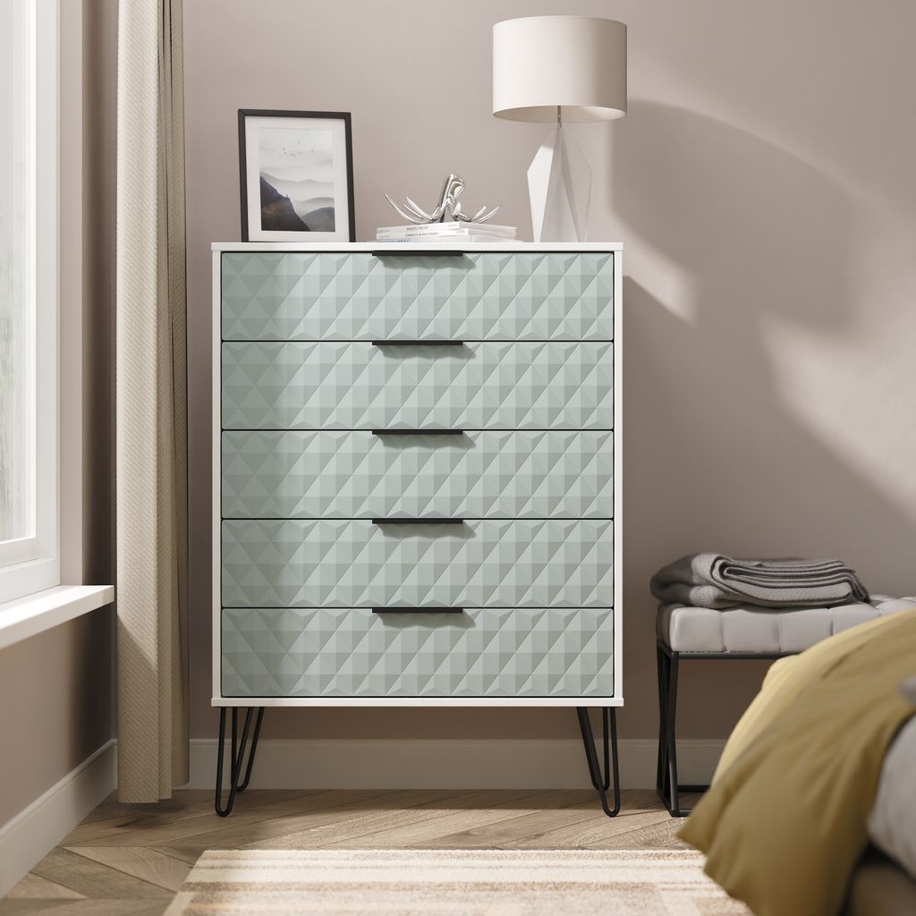Harlequin 5 Drawer Chest with Black Hairpin Legs