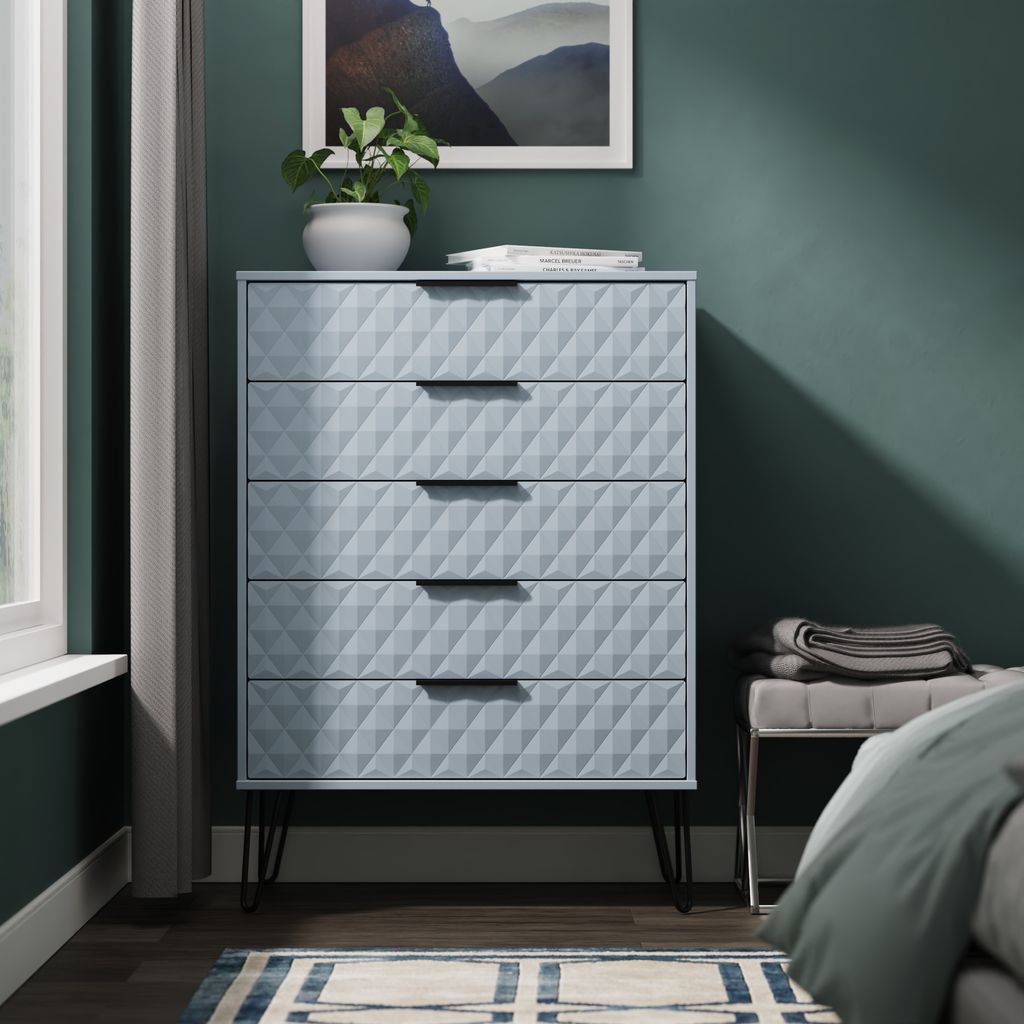 Harlequin 5 Drawer Chest with Black Hairpin Legs