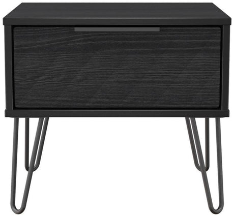 Harlequin 1 Drawer Bedside Table with Black Hairpin Legs