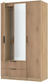 Java Tall Mirrored 2 Drawer 3 Door Triple Wardrobe