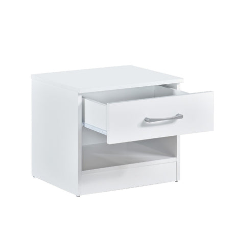 Highbury White 1 Drawer Open Shelf Bedside Table