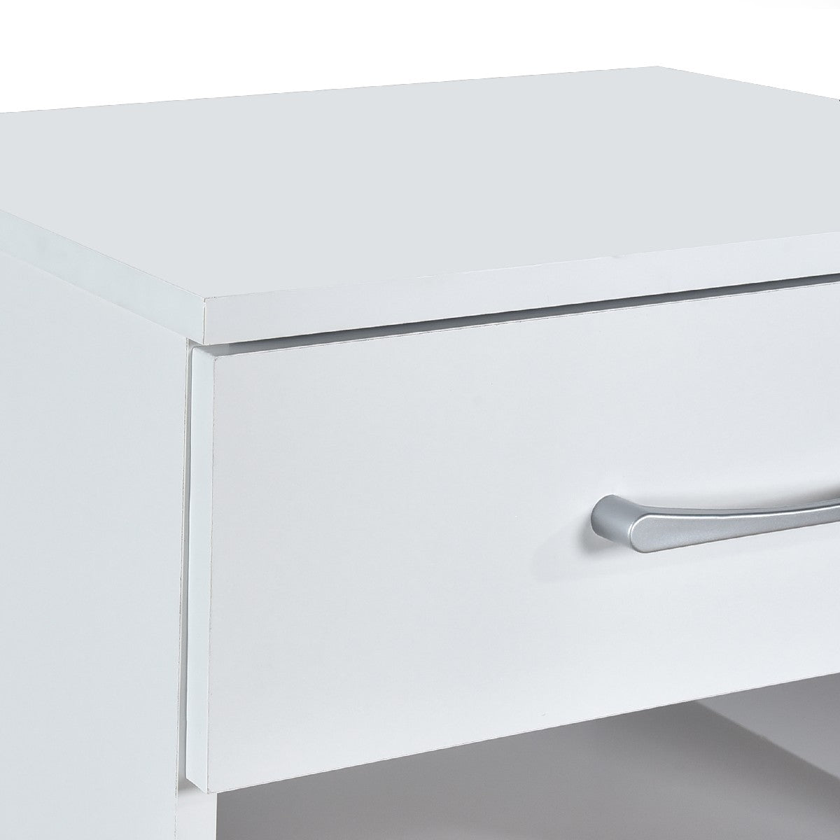 Highbury White 1 Drawer Open Shelf Bedside Table