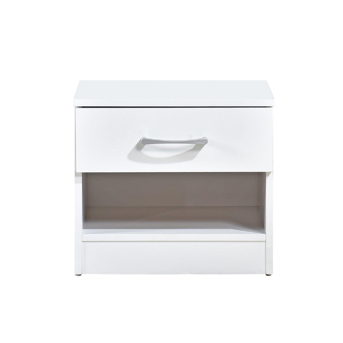 Highbury White 1 Drawer Open Shelf Bedside Table