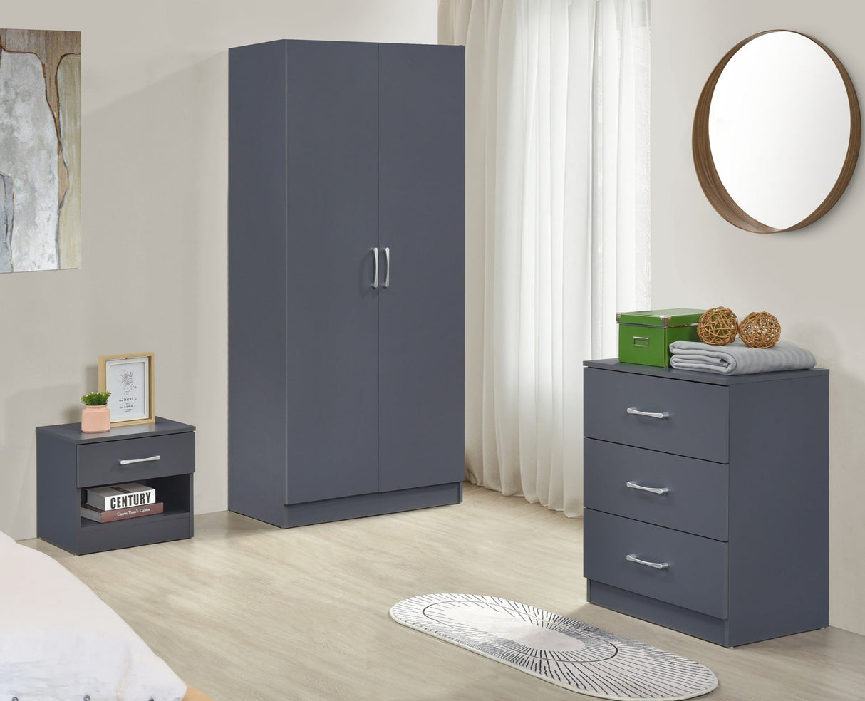 Highbury 3 Piece Bedroom Set With 2 Door Double Wardrobe