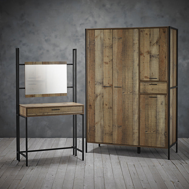 Hoxton Rustic Dressing Table with Mirror and Drawer