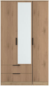 Java Tall Mirrored 2 Drawer 3 Door Triple Wardrobe