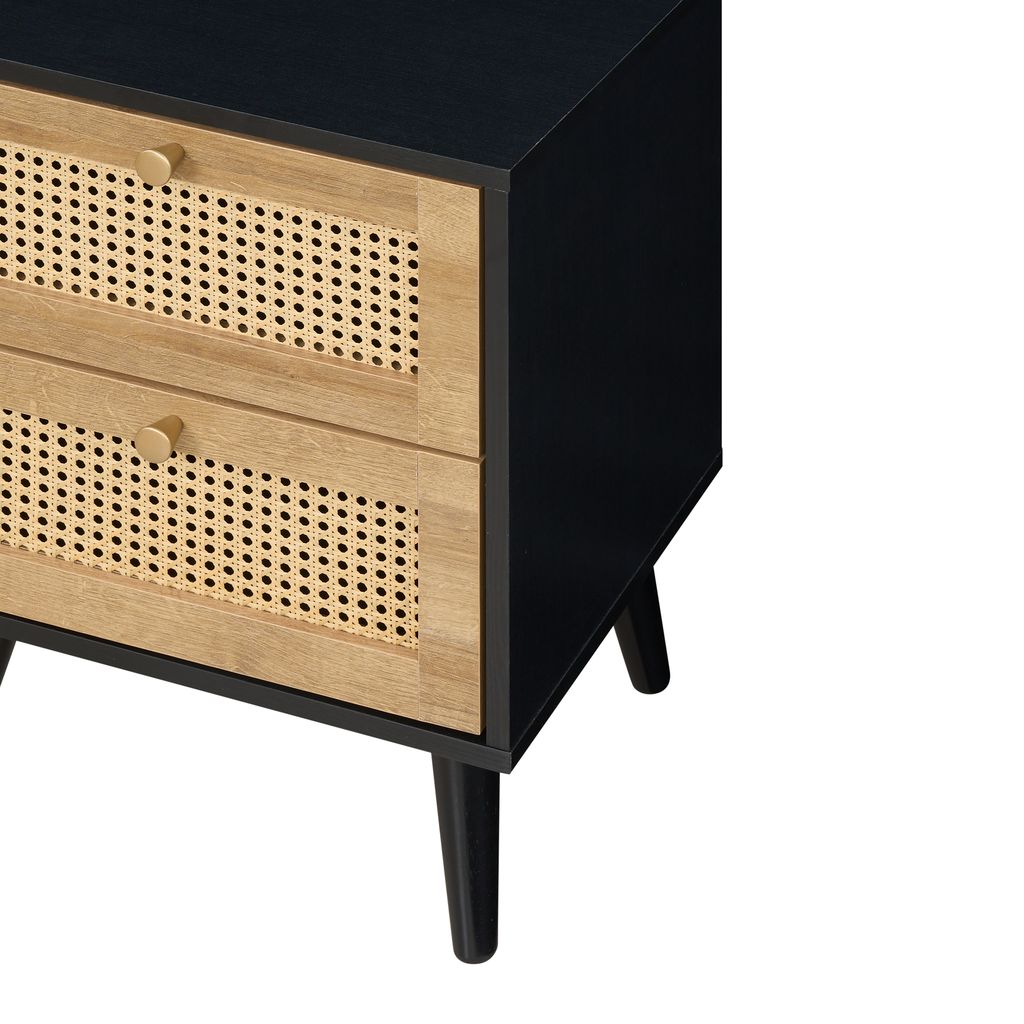 Manila Rattan 3 Piece Bedroom Set with 2 Door Wardrobe, Bedside Table & Chest of 3+2 Drawers