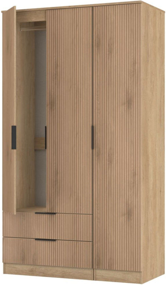 Java Tall 2 Drawer 3 Door Triple Wardrobe
