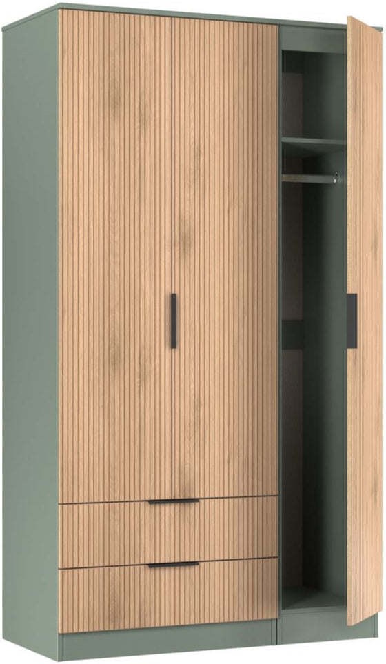 Java Tall 2 Drawer 3 Door Triple Wardrobe